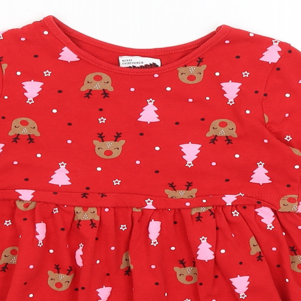 George Girls Red   Fit & Flare  Size 2-3 Years  - Christmas