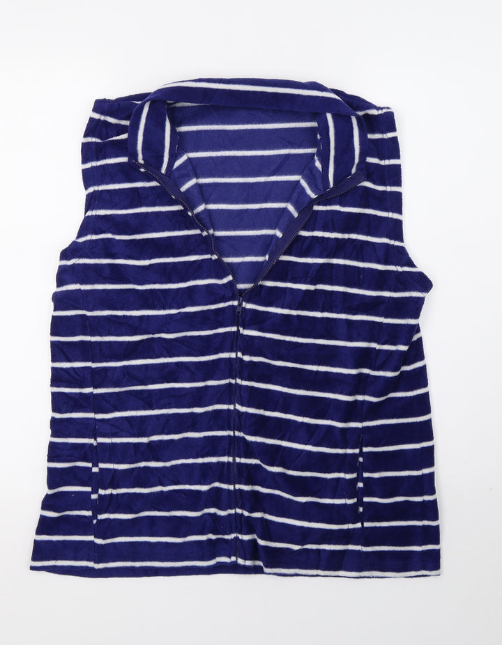 Original Essentials Womens Blue Striped Gilet Coat Size M