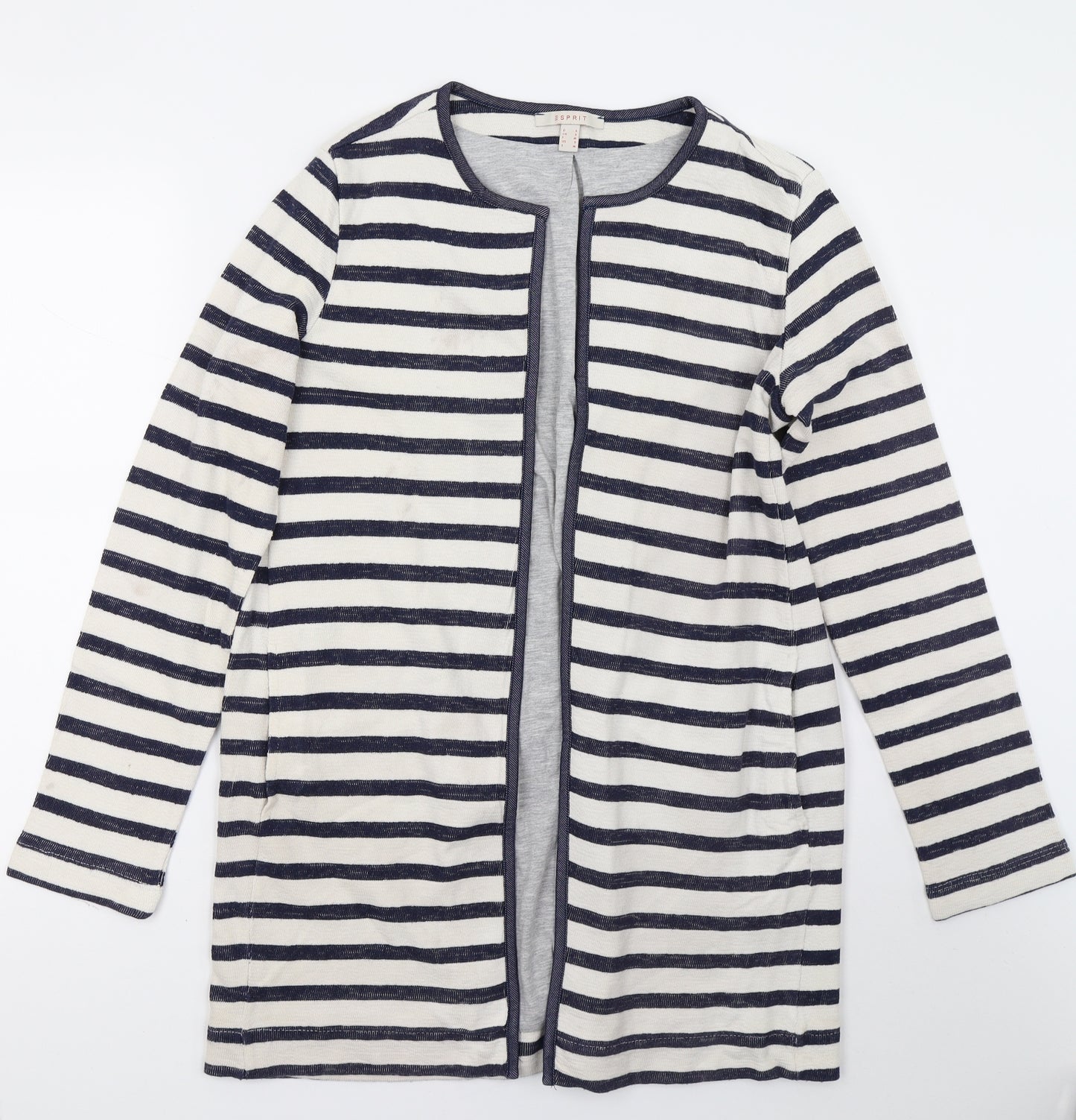 Espirit Womens White Striped  Cardigan Jumper Size S