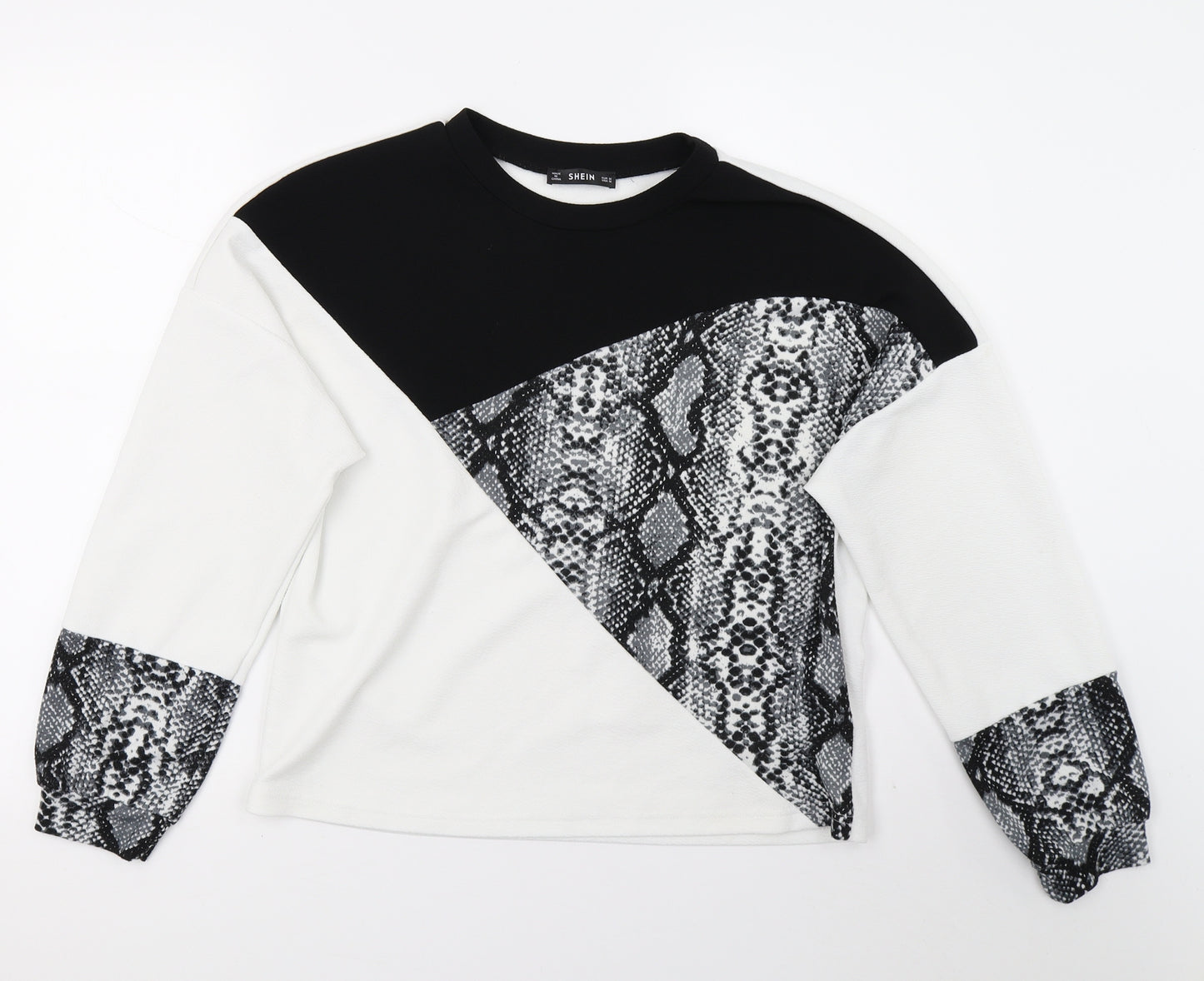 SheIn Womens White Animal Print  Pullover Jumper Size M