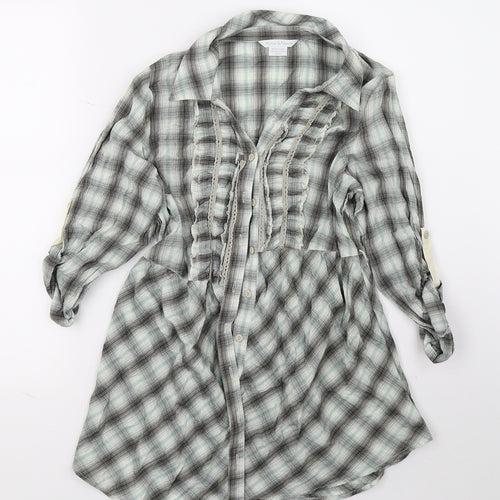 Mamas  Womens Green Check  Basic Button-Up Size 10
