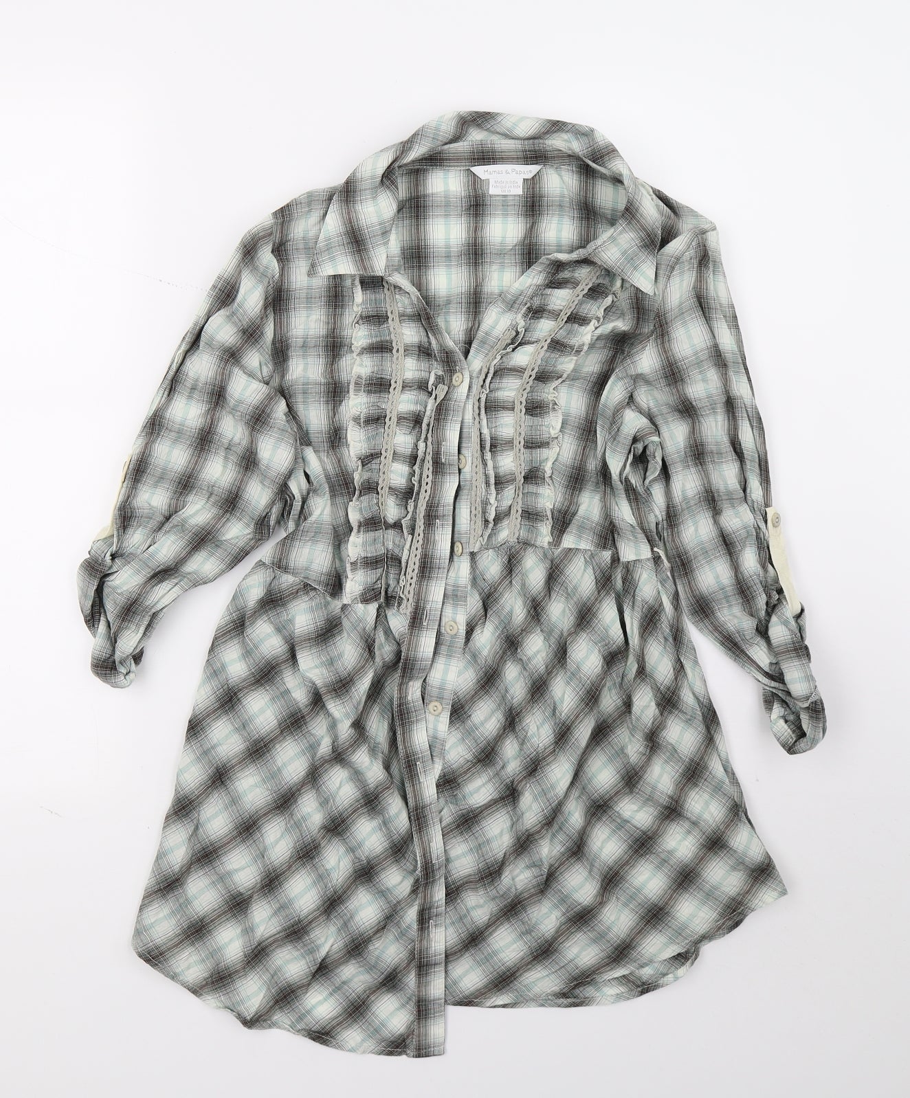 Mamas  Womens Green Check  Basic Button-Up Size 10