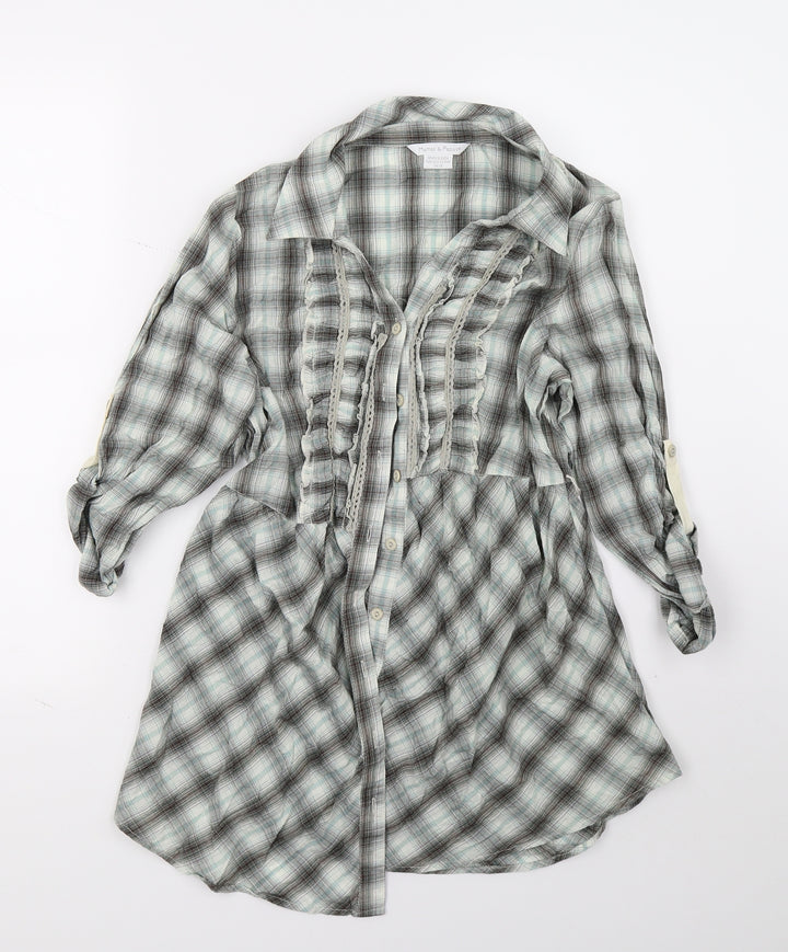Mamas  Womens Green Check  Basic Button-Up Size 10
