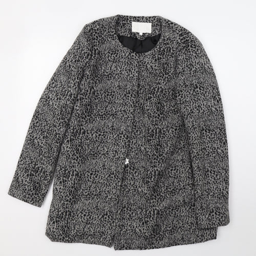 VILA Womens Grey Animal Print  Jacket Coat Size M