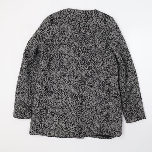 VILA Womens Grey Animal Print  Jacket Coat Size M