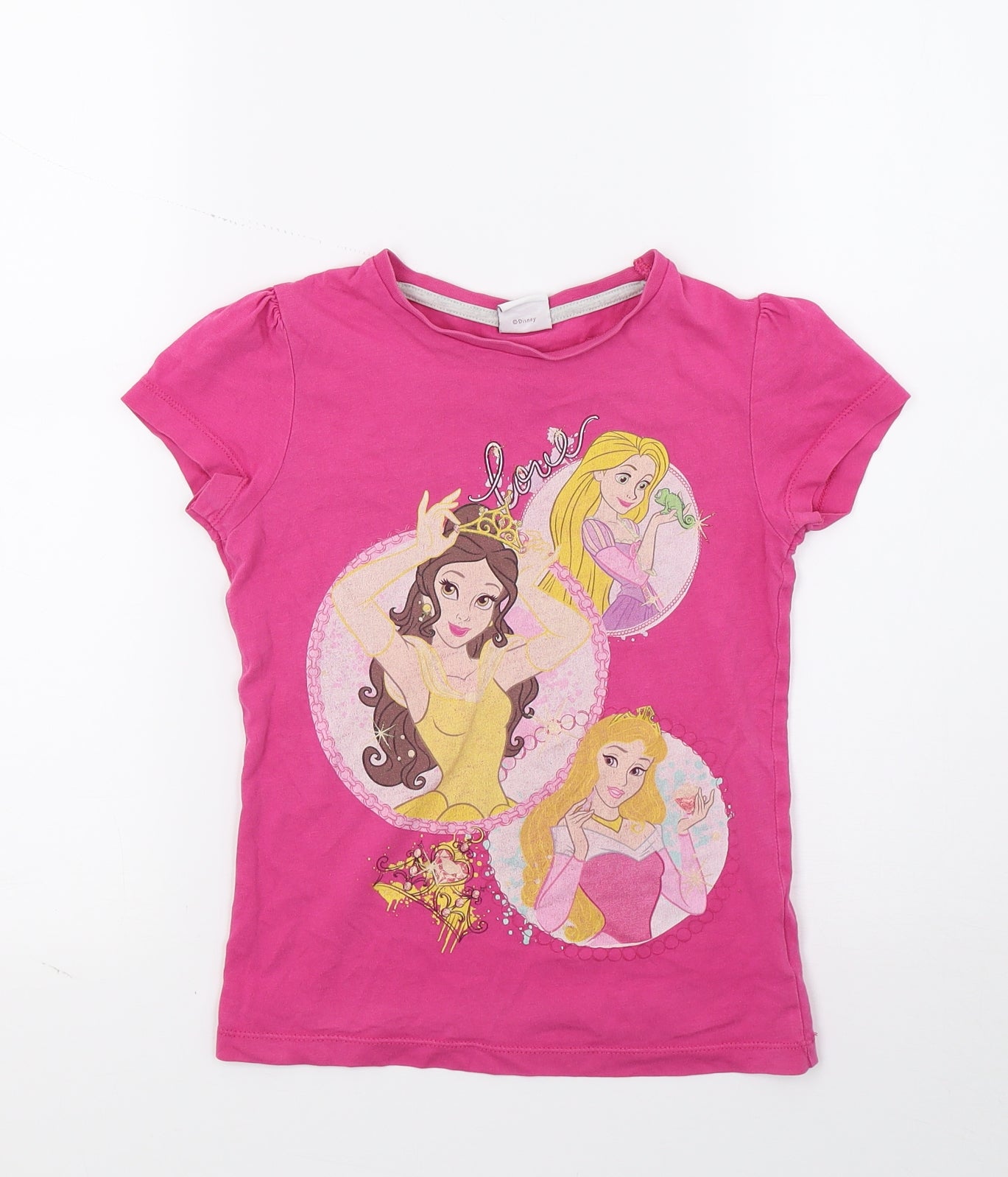 Disney Girls Pink   Basic T-Shirt Size 7-8 Years