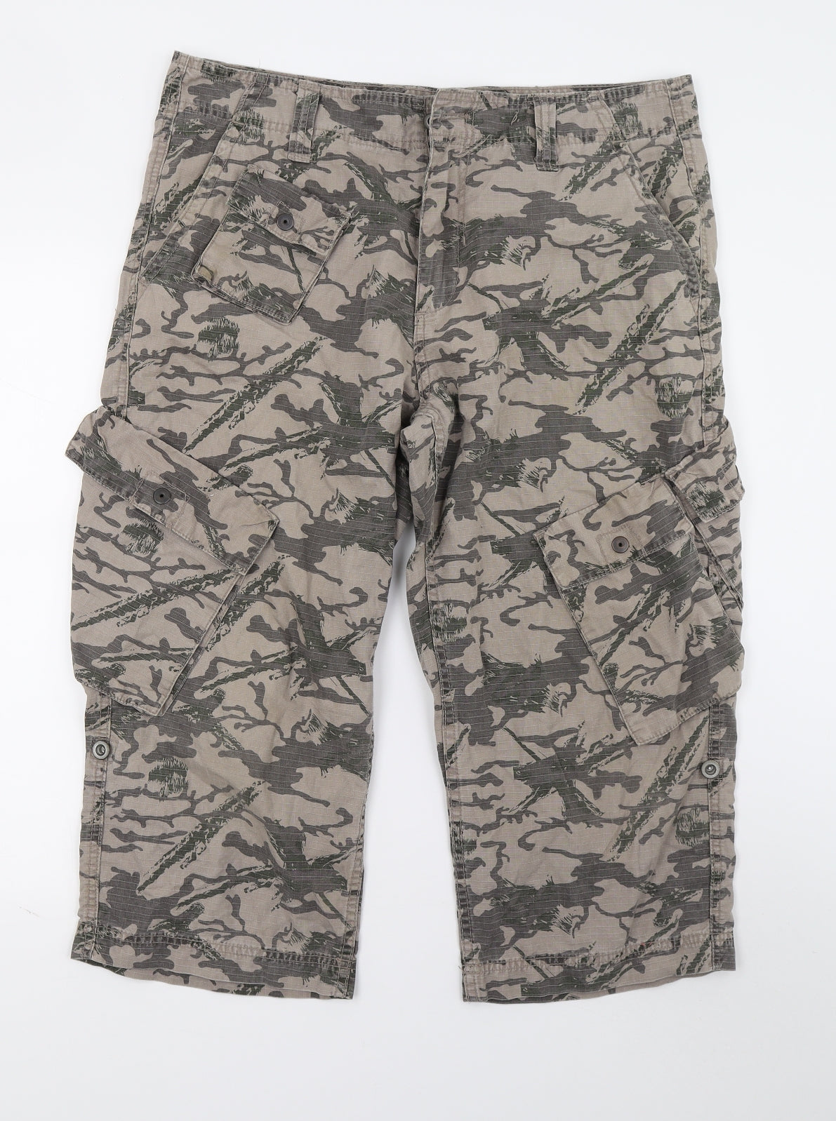 George Mens Green Camouflage  Cargo Trousers Size 36