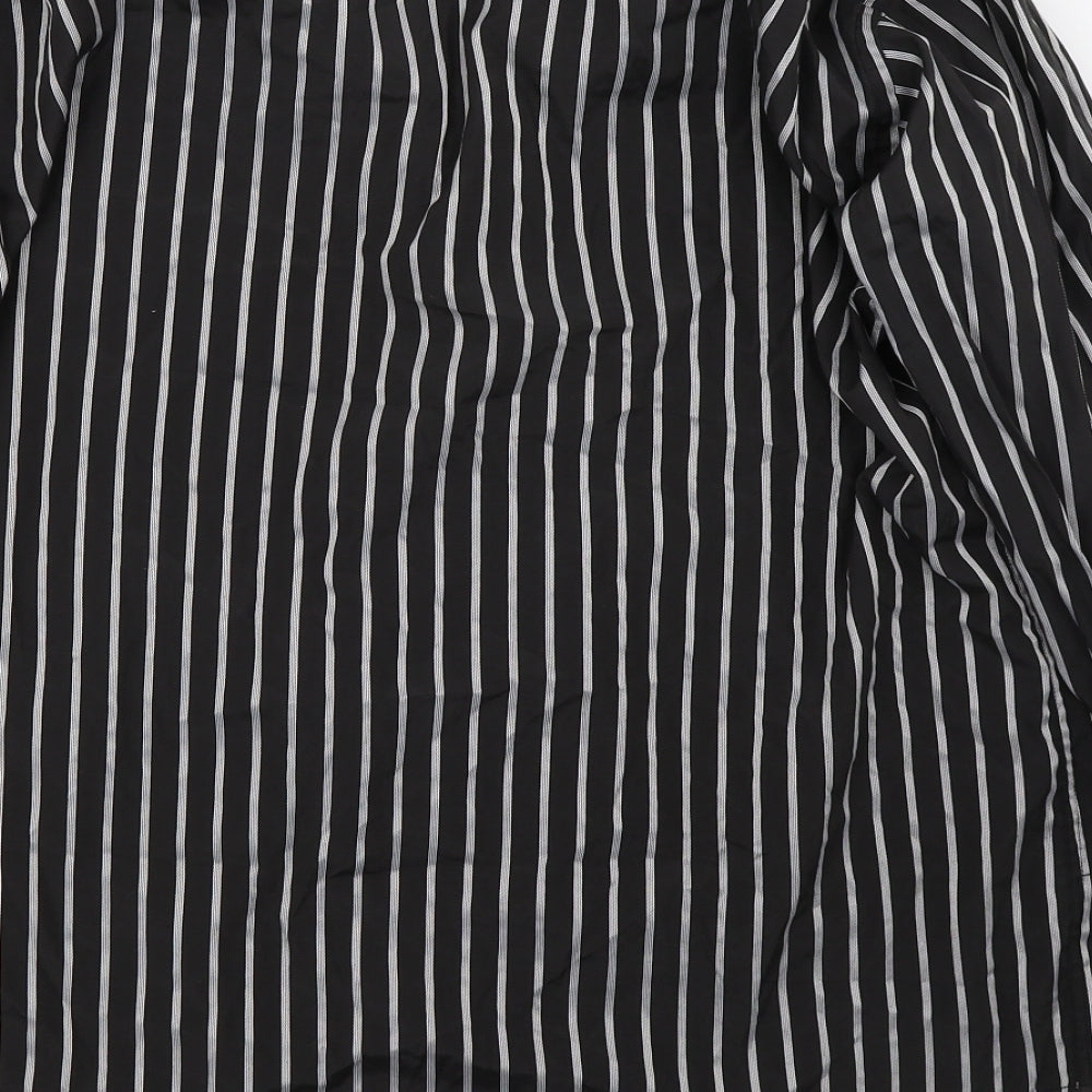 Pierre Cardin Mens Black Striped   Button-Up Size 16.5