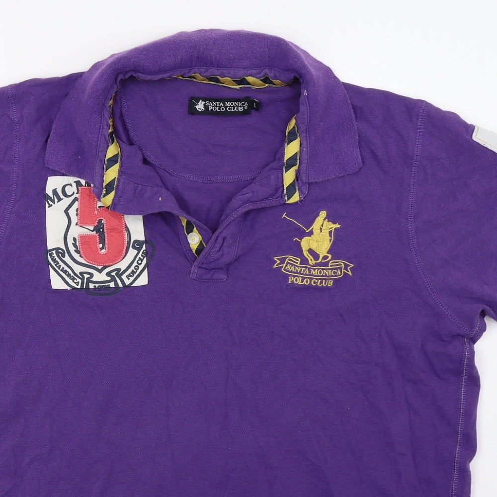 Santa Monica Polo Club Mens Purple    Polo Size L