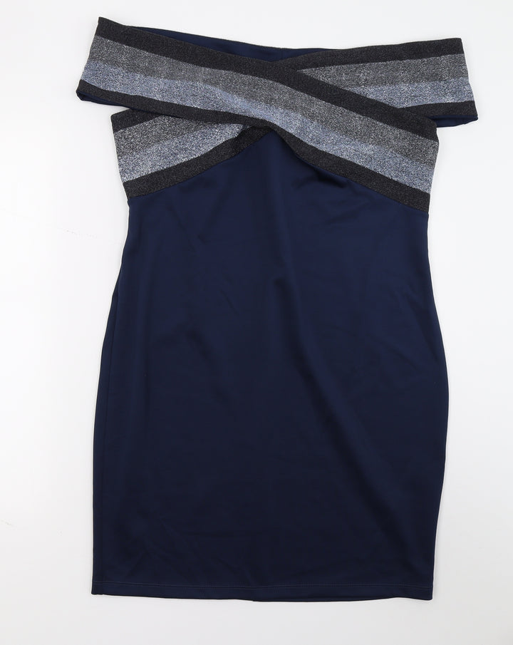 Body Flirt Womens Blue A-Line Size L