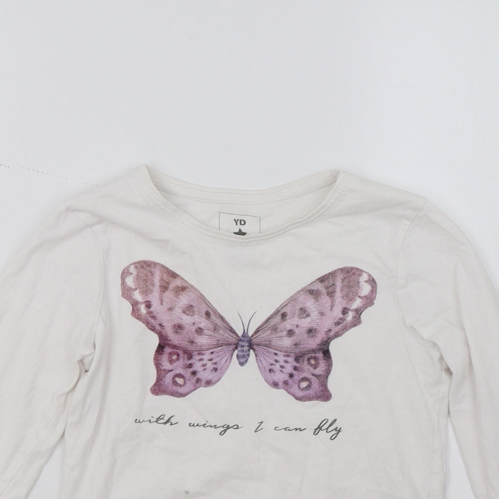 Young Dimension Girls White   Basic T-Shirt Size 8-9 Years