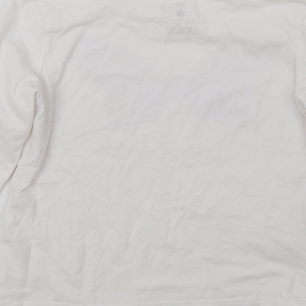 Young Dimension Girls White   Basic T-Shirt Size 8-9 Years