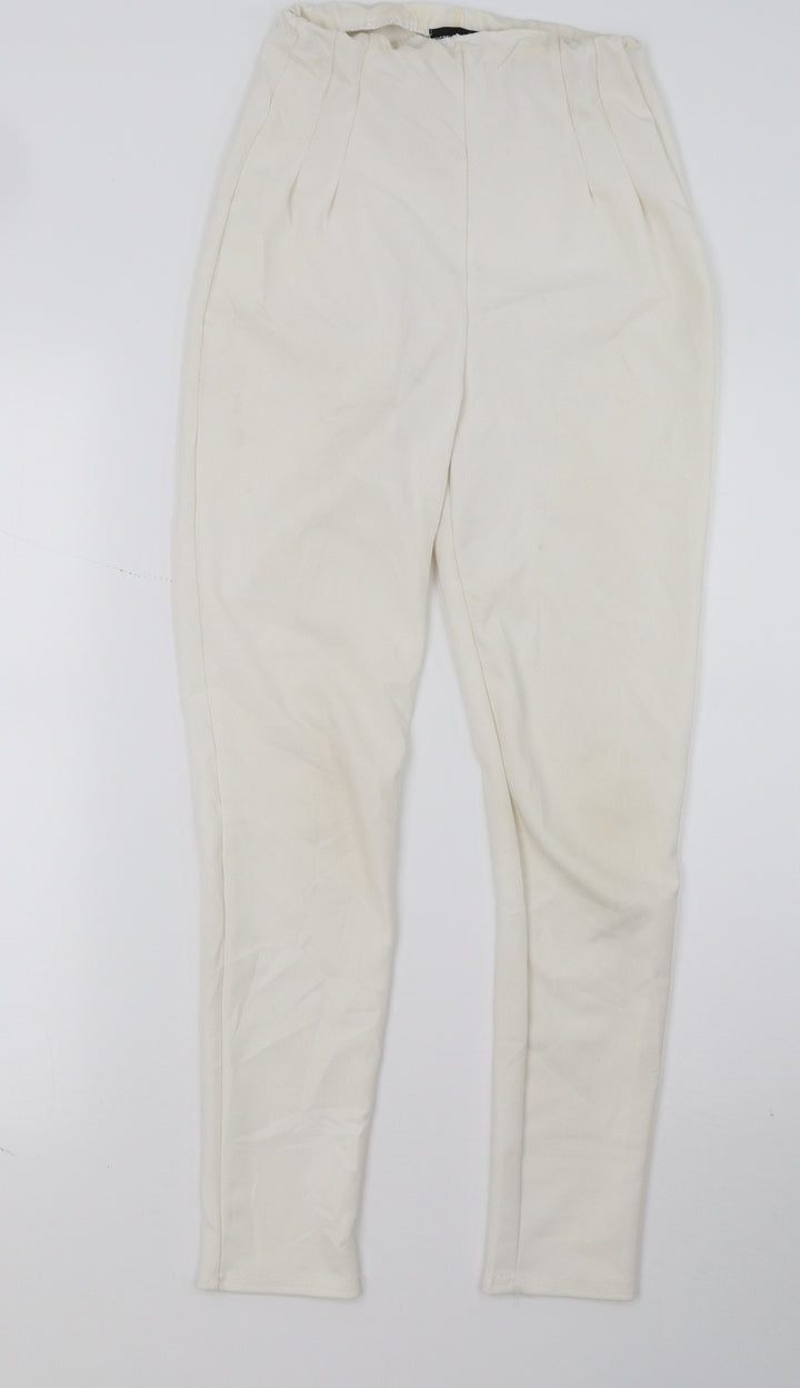 PRETTYLITTLETHING Womens Ivory   Trousers  Size 6 L28 in