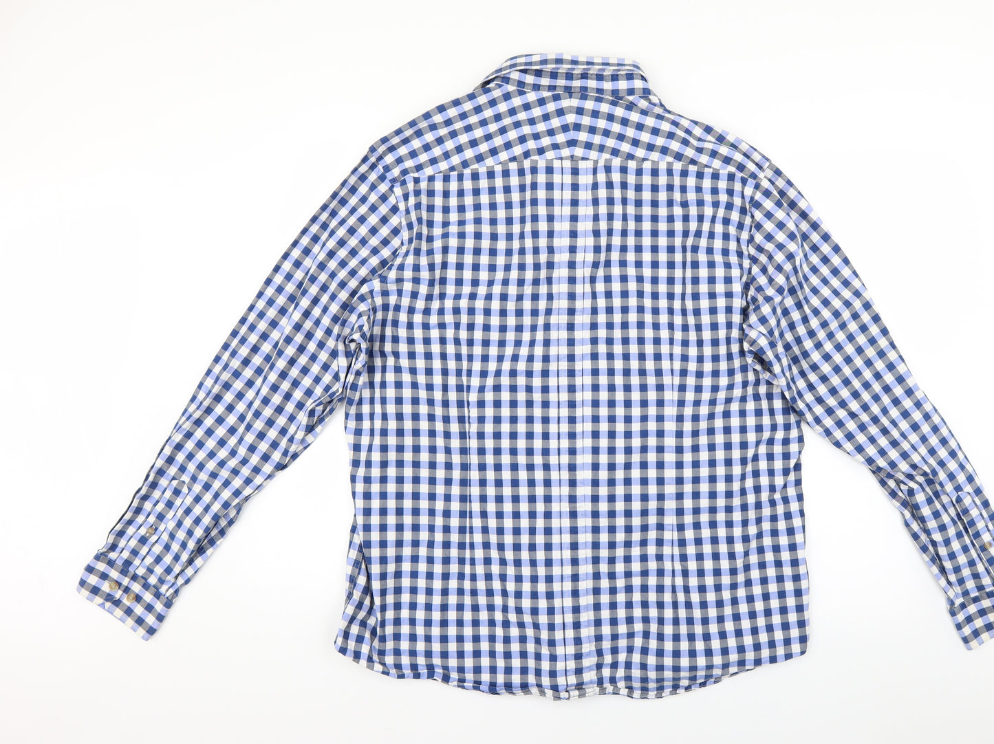 BHS Mens Blue Plaid   Dress Shirt Size XL