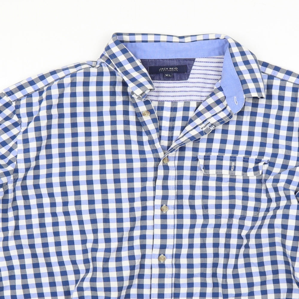 BHS Mens Blue Plaid   Dress Shirt Size XL