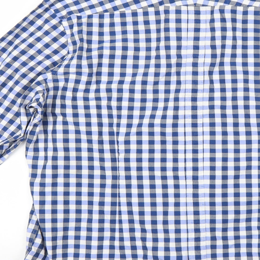BHS Mens Blue Plaid   Dress Shirt Size XL