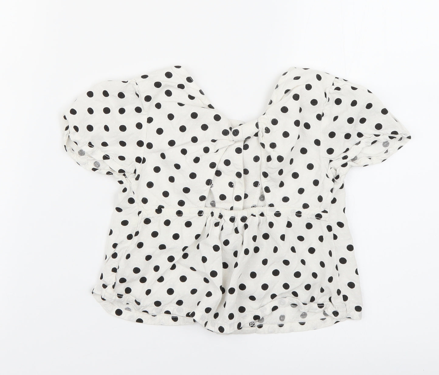 M&Co Girls White Polka Dot  Basic Blouse Size 5-6 Years