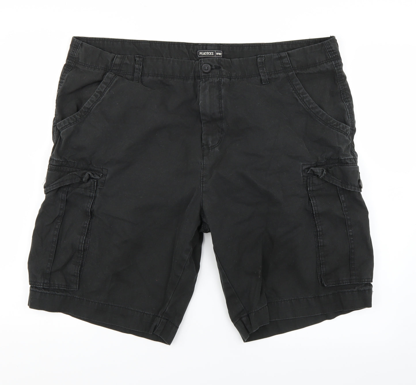 Peacocks Mens Black   Cargo Shorts Size 40