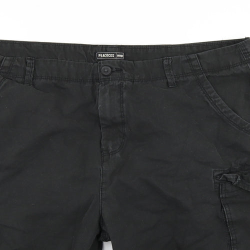 Peacocks Mens Black   Cargo Shorts Size 40