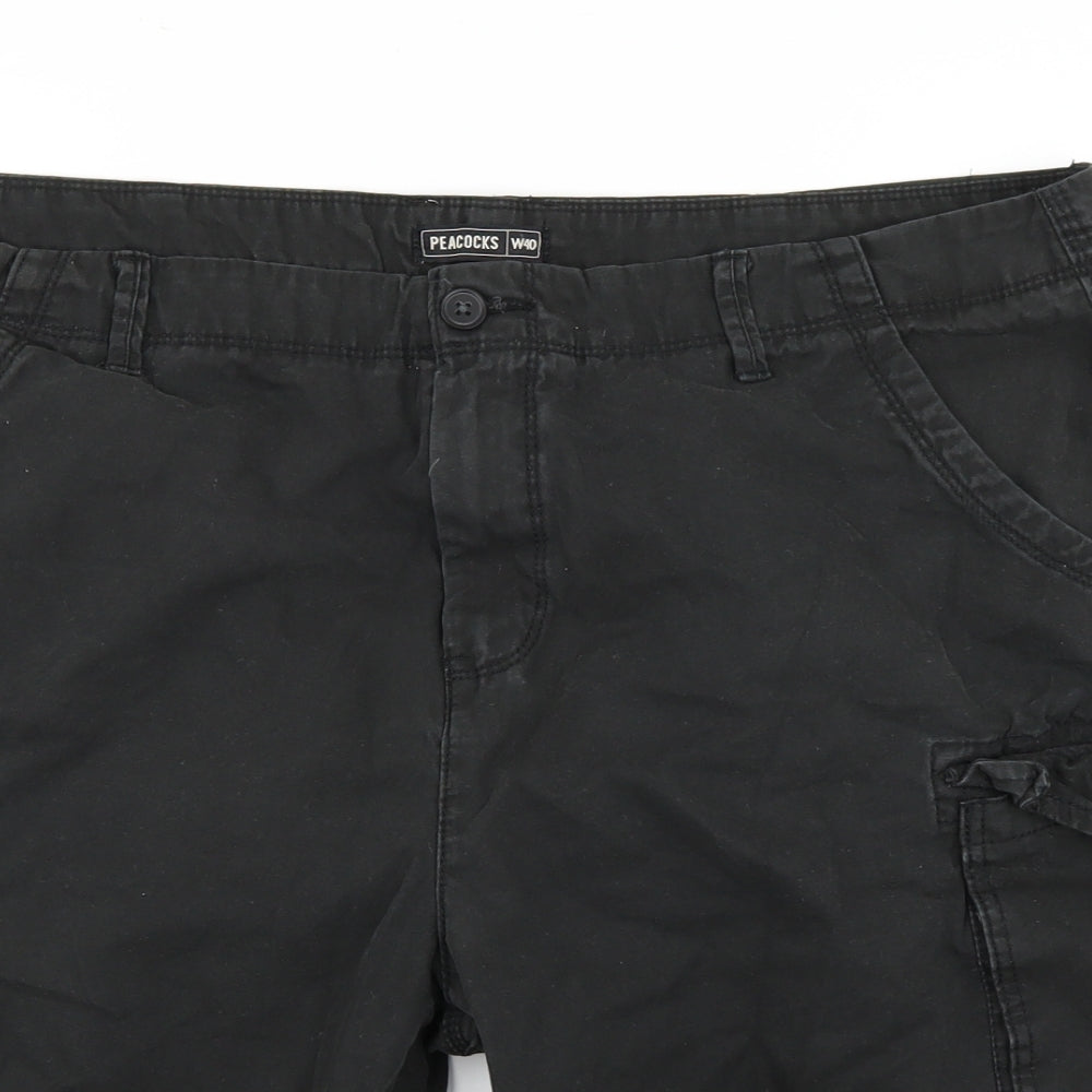 Peacocks Mens Black   Cargo Shorts Size 40