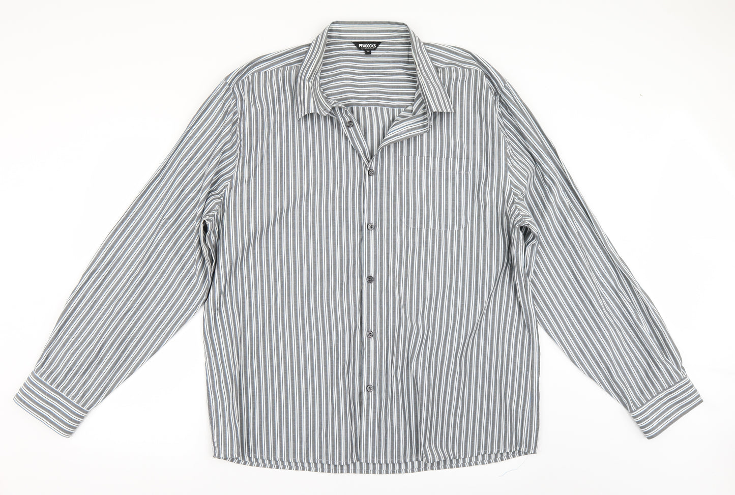 Peacocks Mens Grey Striped   Button-Up Size XL