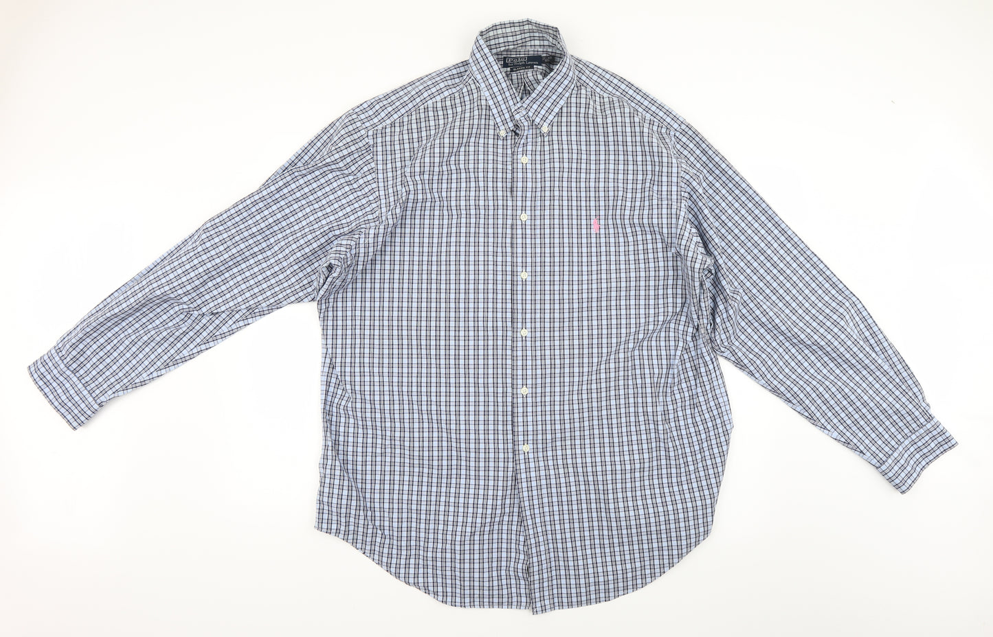 Polo Ralph Lauren Mens Blue Plaid   Dress Shirt Size XL