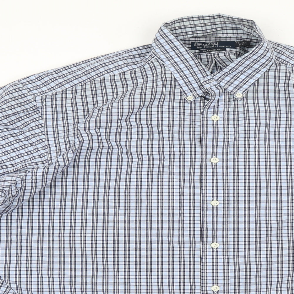 Polo Ralph Lauren Mens Blue Plaid   Dress Shirt Size XL
