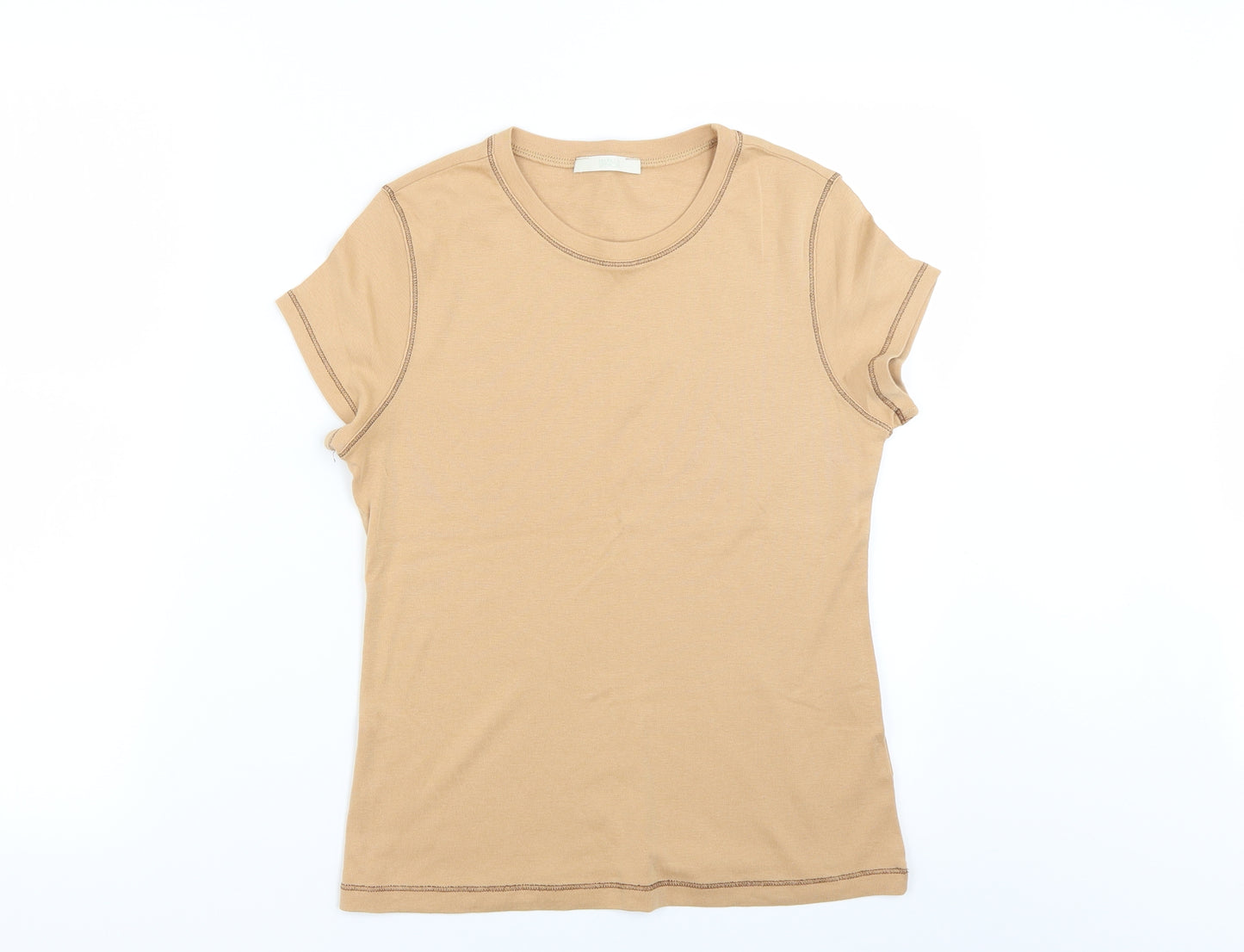 Marks and Spencer Womens Beige   Basic T-Shirt Size 14