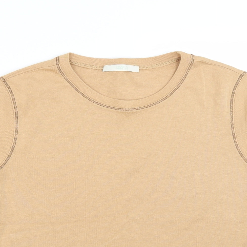 Marks and Spencer Womens Beige   Basic T-Shirt Size 14
