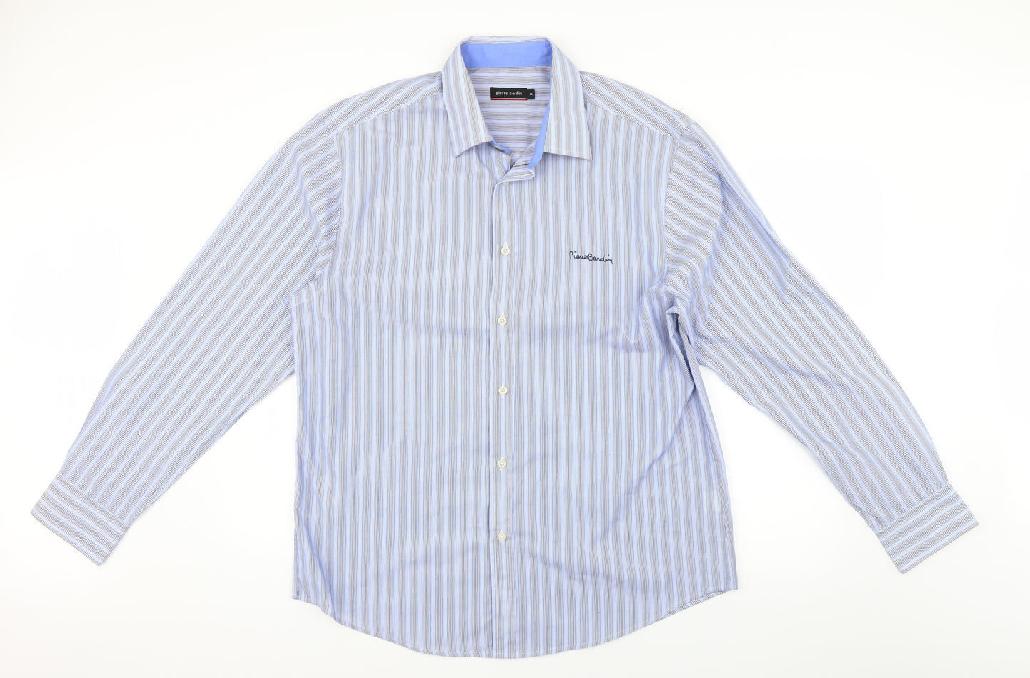 Pierre Cardin Mens Blue Striped   Dress Shirt Size XL