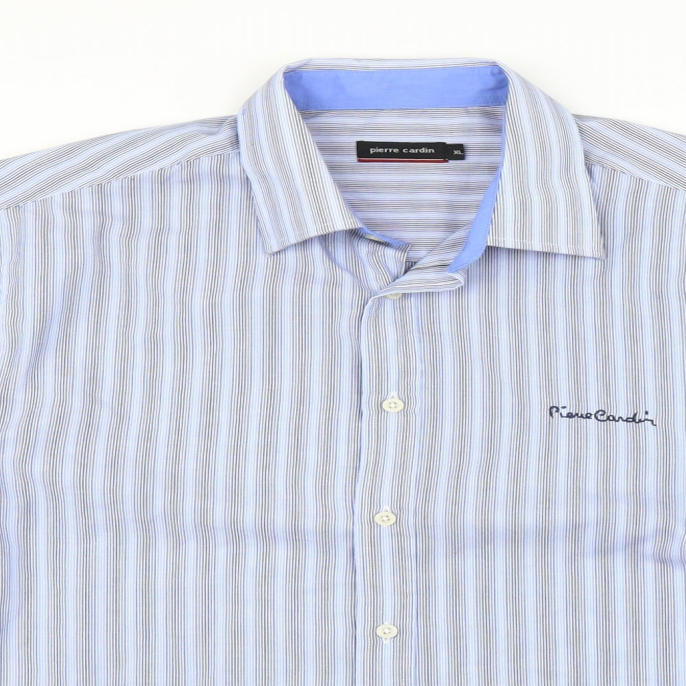 Pierre Cardin Mens Blue Striped   Dress Shirt Size XL
