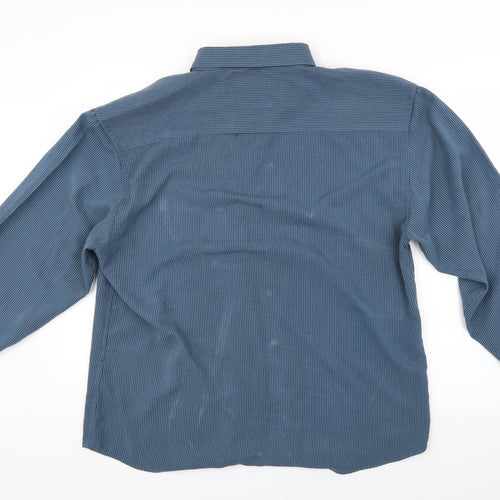 Hutson Harbour Mens Blue Striped   Dress Shirt Size 2XL