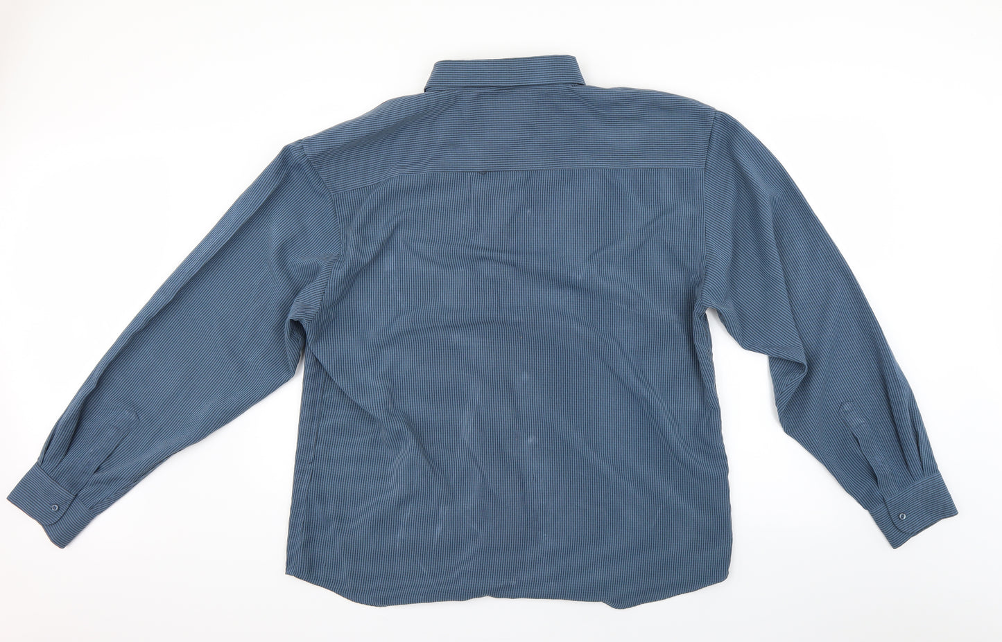 Hutson Harbour Mens Blue Striped   Dress Shirt Size 2XL