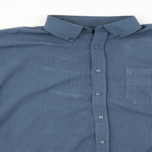 Hutson Harbour Mens Blue Striped   Dress Shirt Size 2XL