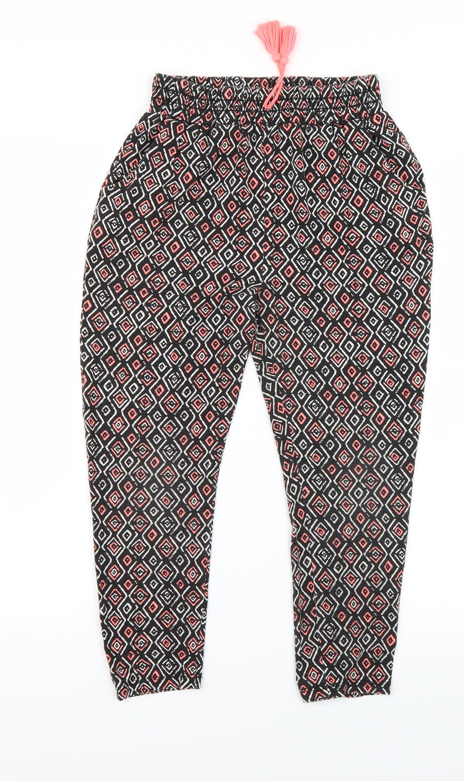 Matalan Girls Black Geometric  Capri Trousers Size 10 Years