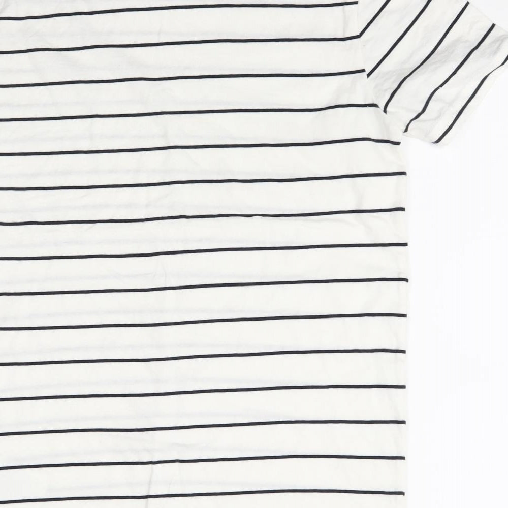 Penguin Boys White Striped  Basic T-Shirt Size 12 Years