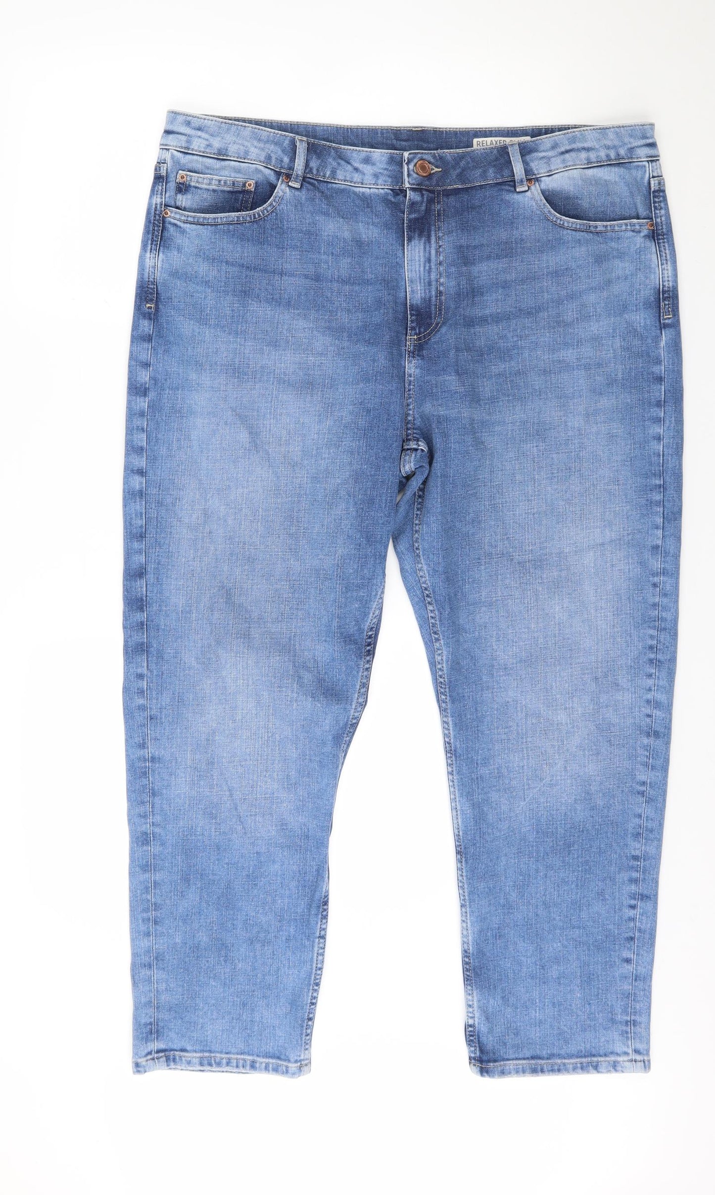Marks and Spencer Womens Blue  Denim Straight Jeans Size 18 L24 in - Shot Leg