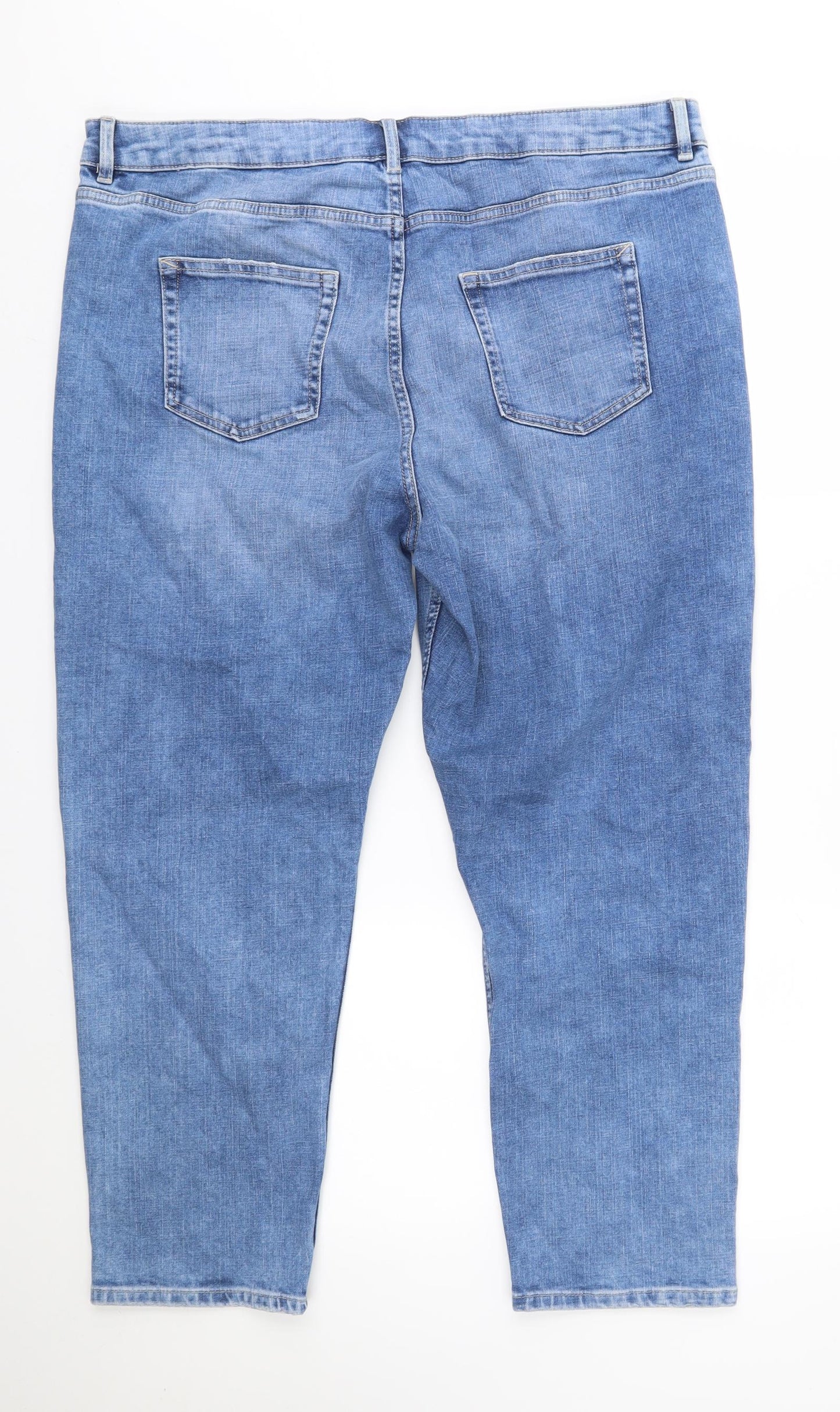Marks and Spencer Womens Blue  Denim Straight Jeans Size 18 L24 in - Shot Leg