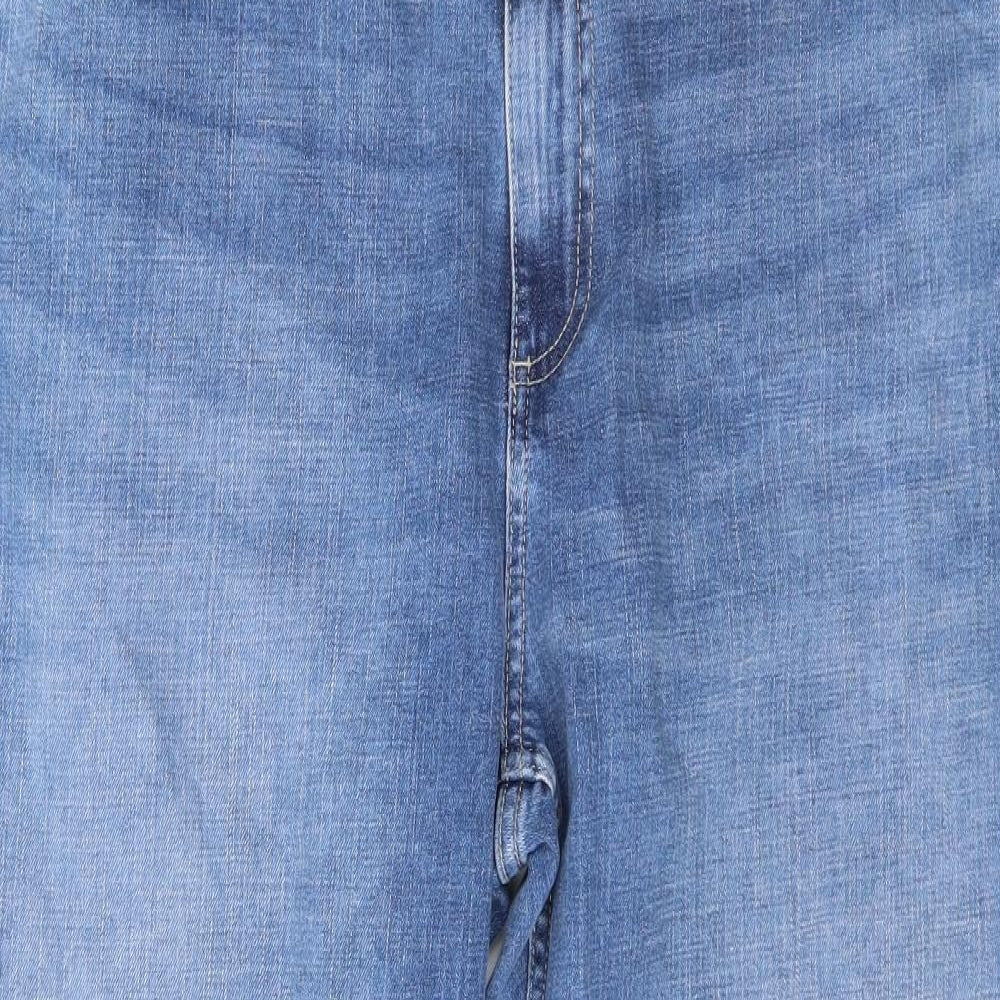 Marks and Spencer Womens Blue  Denim Straight Jeans Size 18 L24 in - Shot Leg