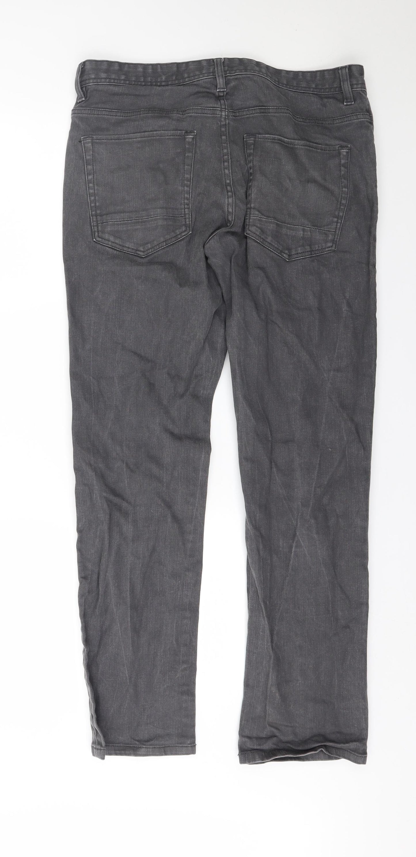 NEXT Mens Black  Denim Straight Jeans Size 34 L32 in