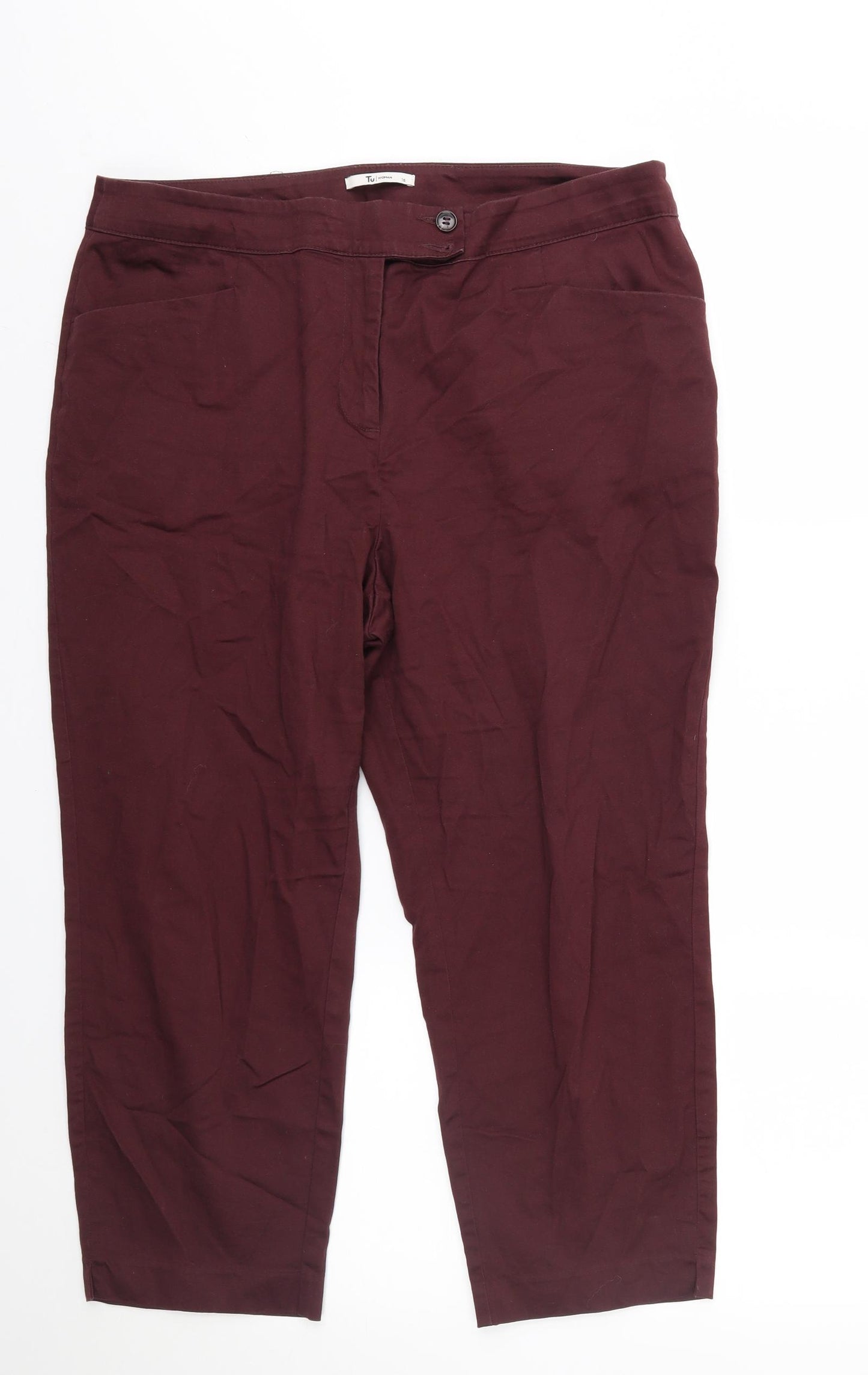TU Womens Red   Cropped Trousers Size 16 L20 in