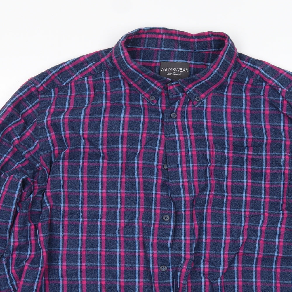 Bonmarché Mens Blue Check   Button-Up Size L