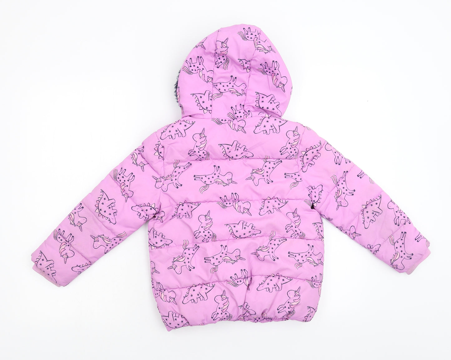 George Girls Pink Animal Print  Overcoat Coat Size 6-7 Years
