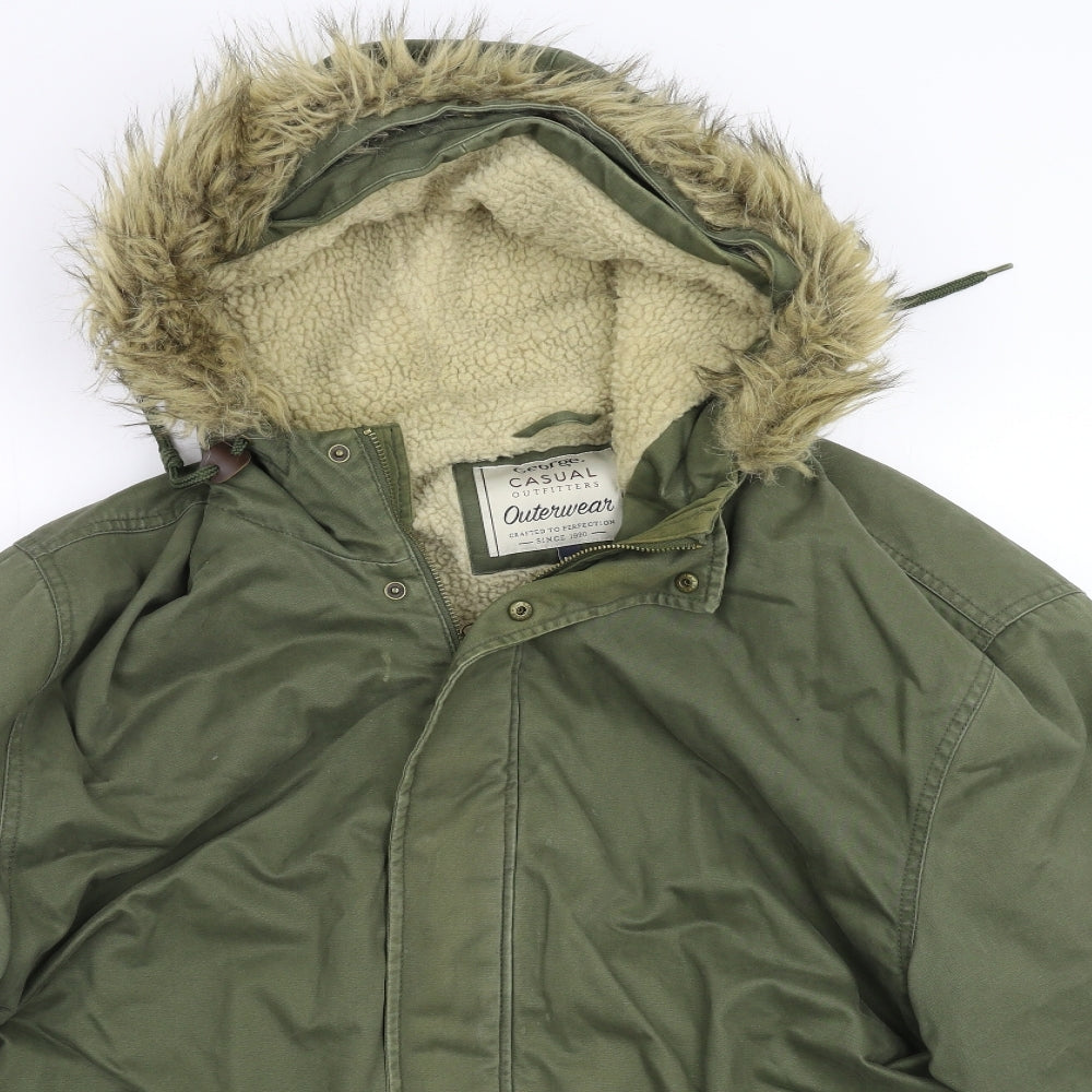 George Mens Green  Canvas Parka Coat Size 2XL
