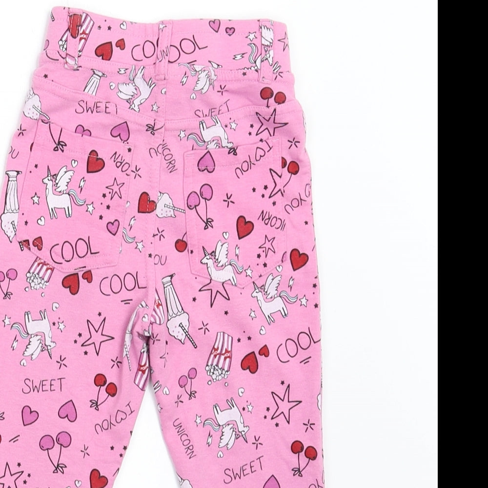 Matalan Girls Pink Animal Print  Jogger Trousers Size 4 Years