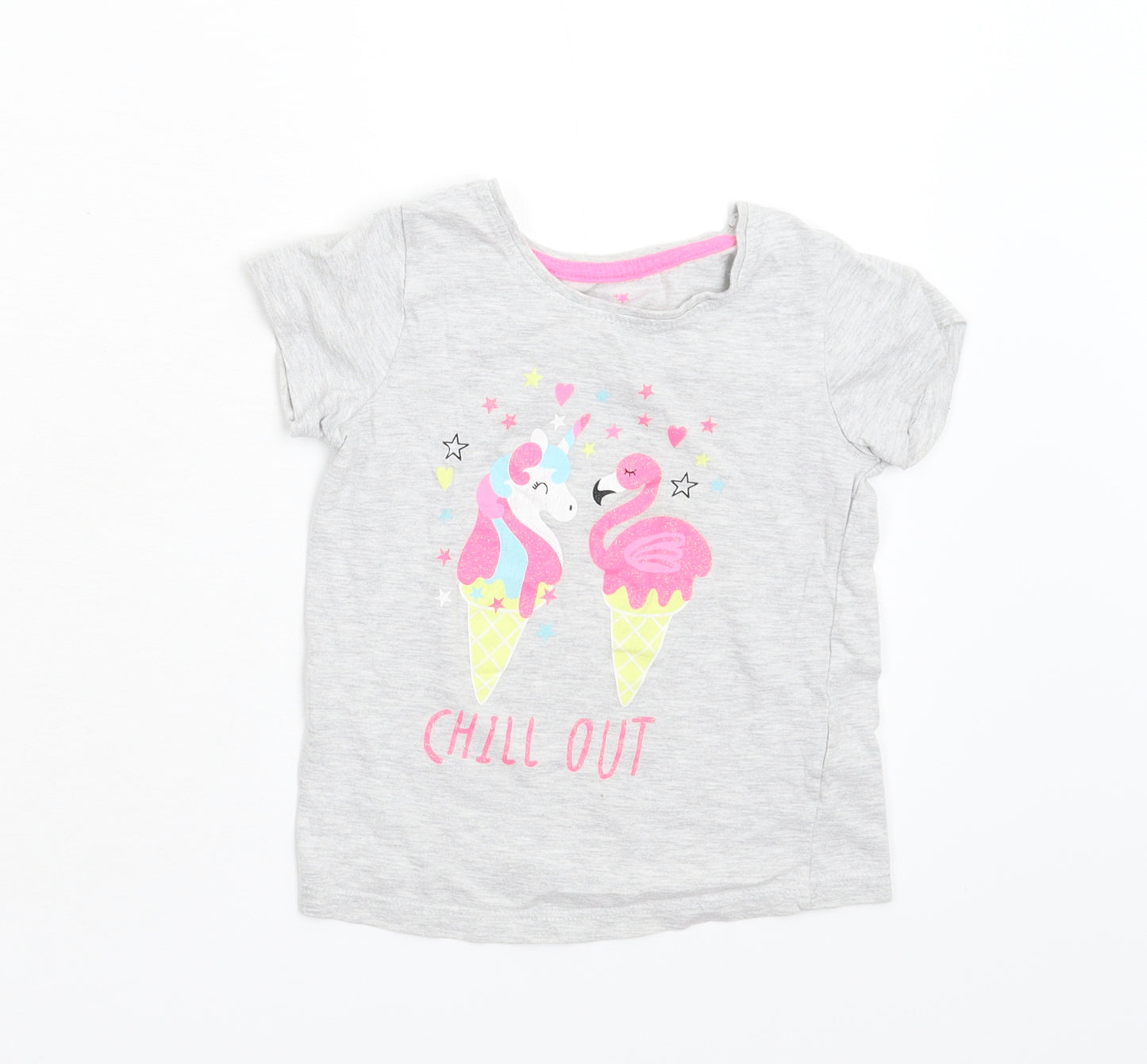 Primark Girls Grey   Basic T-Shirt Size 4-5 Years