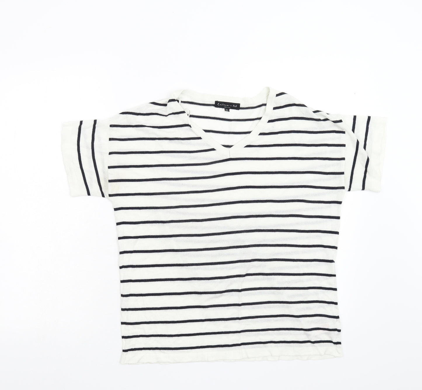 F&F Womens White Striped  Pullover Jumper Size 6