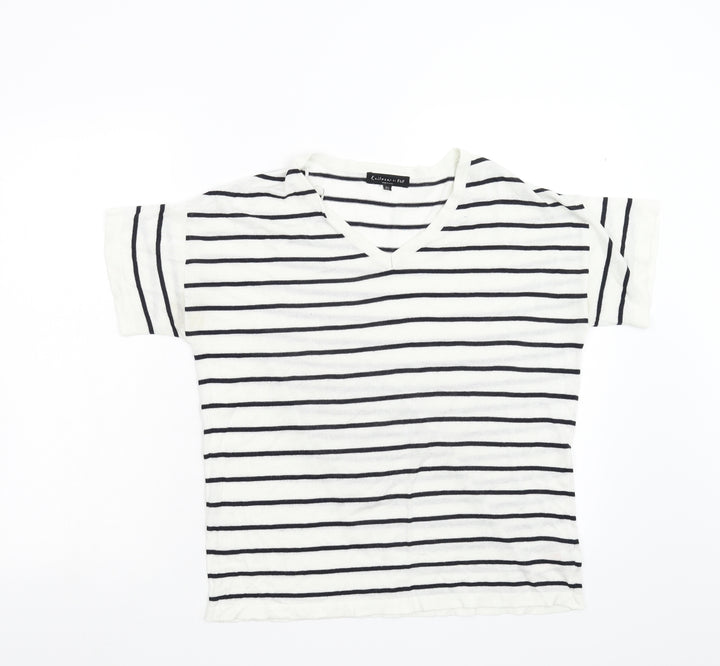 F&F Womens White Striped  Pullover Jumper Size 6