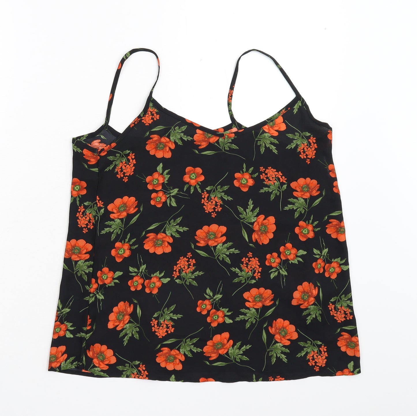 New Look Womens Black Floral  Camisole Tank Size 10