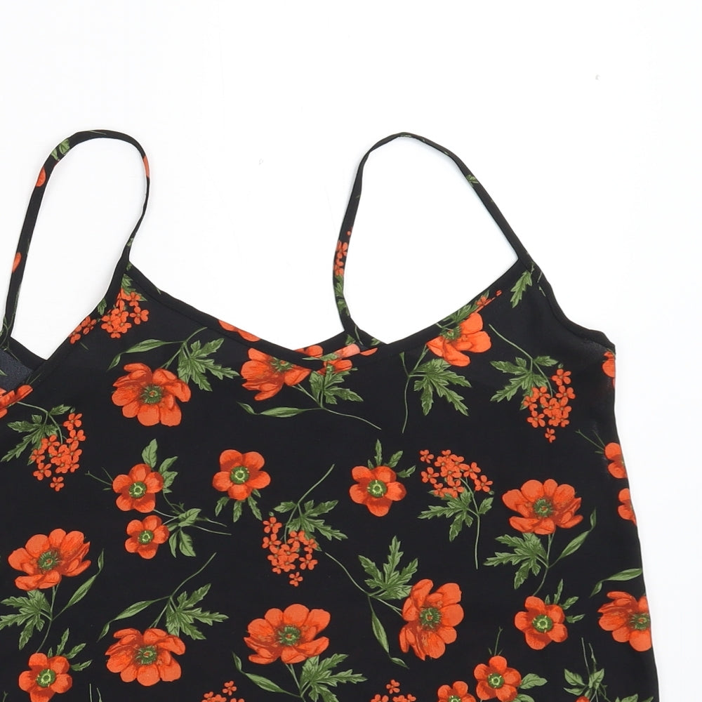 New Look Womens Black Floral  Camisole Tank Size 10